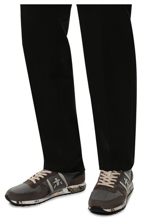 Мужские комбинированные кроссовки eric PREMIATA серого цвета, арт. ERIC/VAR5921 | Фото 3 (Материал внешний: Текстиль, Кожа; Материал внутренний: Натуральная кожа; Стили: Классический; Материал утеплителя: Без утеплителя)