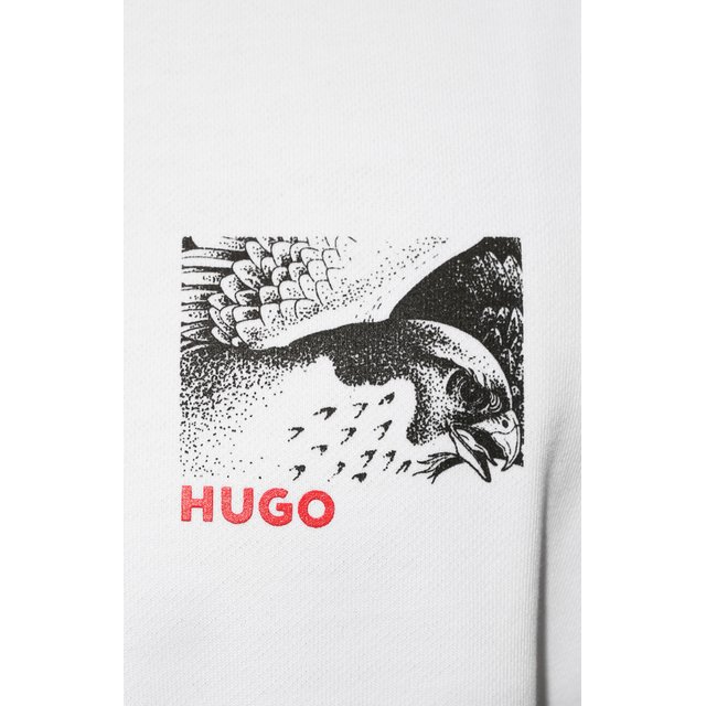 Хлопковый свитшот HUGO 50477337, цвет белый, размер 46 - фото 5