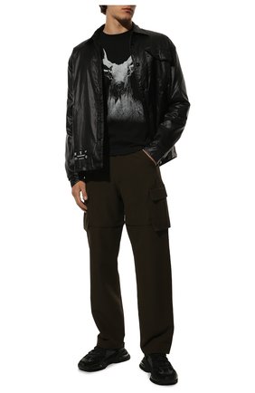 Мужская утепленная куртка DIEGO VENTURINO черного цвета, арт. FW22-DV JKT FKEBSC | Фото 2 (Кросс-КТ: Куртка; Рукава: Длинные; Материал внешний: Синтетический материал; Стили: Гранж; Мужское Кросс-КТ: утепленные куртки; Материал подклада: Синтетический материал; Длина (верхняя одежда): Короткие)