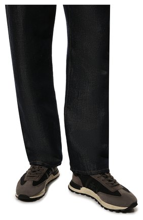 Мужские замшевые кроссовки PREMIATA темно-серого цвета, арт. J0HNL0W/VAR6101 | Фото 3 (Материал внешний: Текстиль, Кожа; Материал утеплителя: Натуральный мех; Стили: Классический)