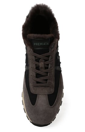 Мужские замшевые кроссовки PREMIATA темно-серого цвета, арт. J0HNL0W/VAR6101 | Фото 6 (Материал внешний: Текстиль, Кожа; Материал утеплителя: Натуральный мех; Стили: Классический)