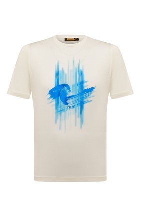 Мужская хлопковая футболка ZILLI кремвого цвета, арт. MEX-NT310-ZBRU1/MC01 | Фото 1 (Рукава: Короткие; Длина (для топов): Стандартные; Принт: С принтом; Материал внешний: Хлопок; Стили: Кэжуэл)