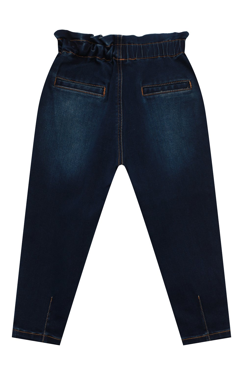 Детские джинсы MOSCHINO темно-синего цвета, арт. HDP04J/LXE24/4A-8A | Фото 2 (Материал внешний: Хлопок)