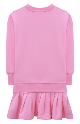 Детское хлопковое платье MOSCHINO розового цвета, арт. HDV0C3/LDA16/4A-8A | Фото 2 (Рукава: Длинные; Материал внешний: Хлопок)