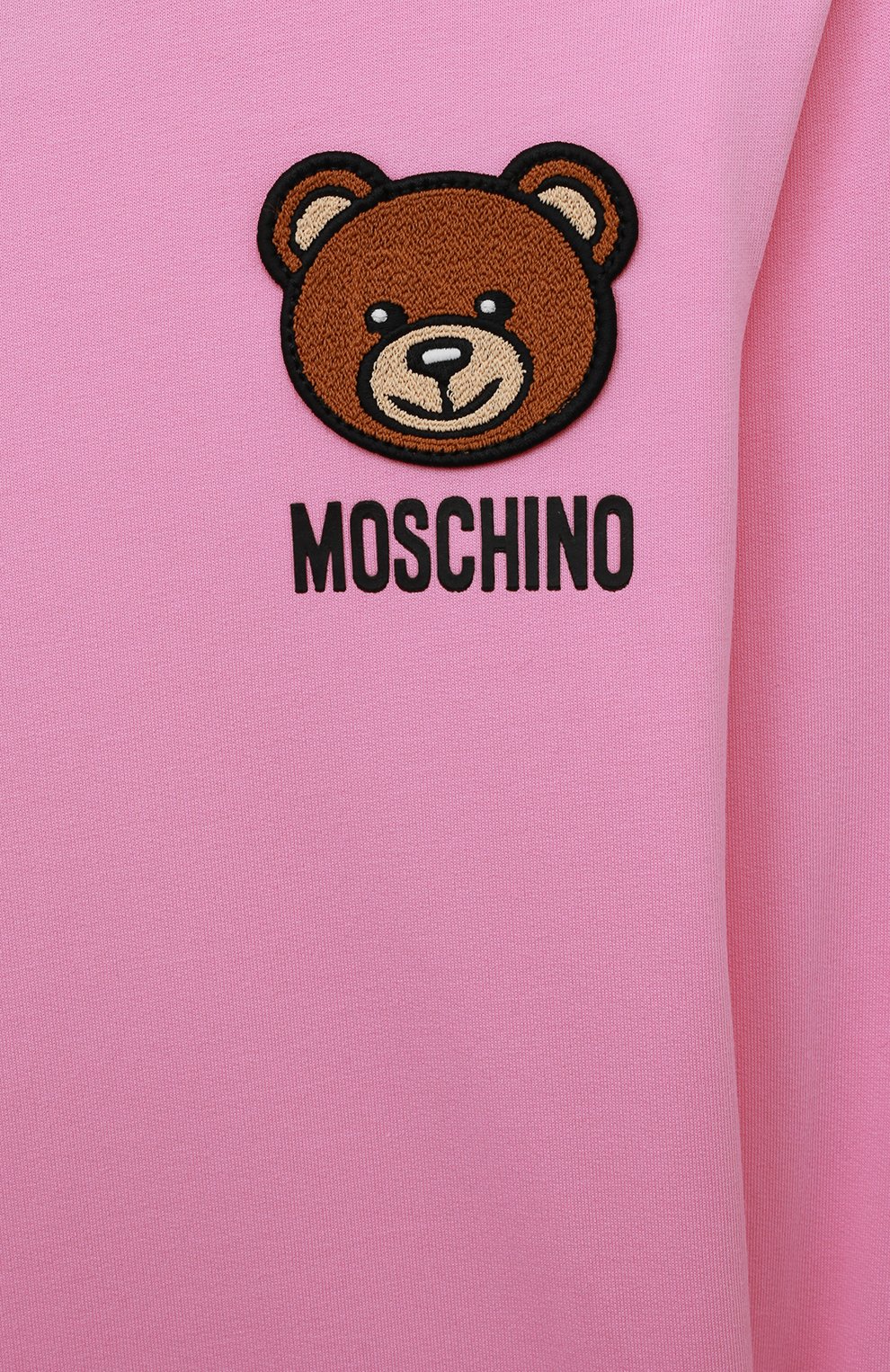 Детское хлопковое платье MOSCHINO розового цвета, арт. HDV0C3/LDA16/4A-8A | Фото 3 (Рукава: Длинные; Материал внешний: Хлопок)