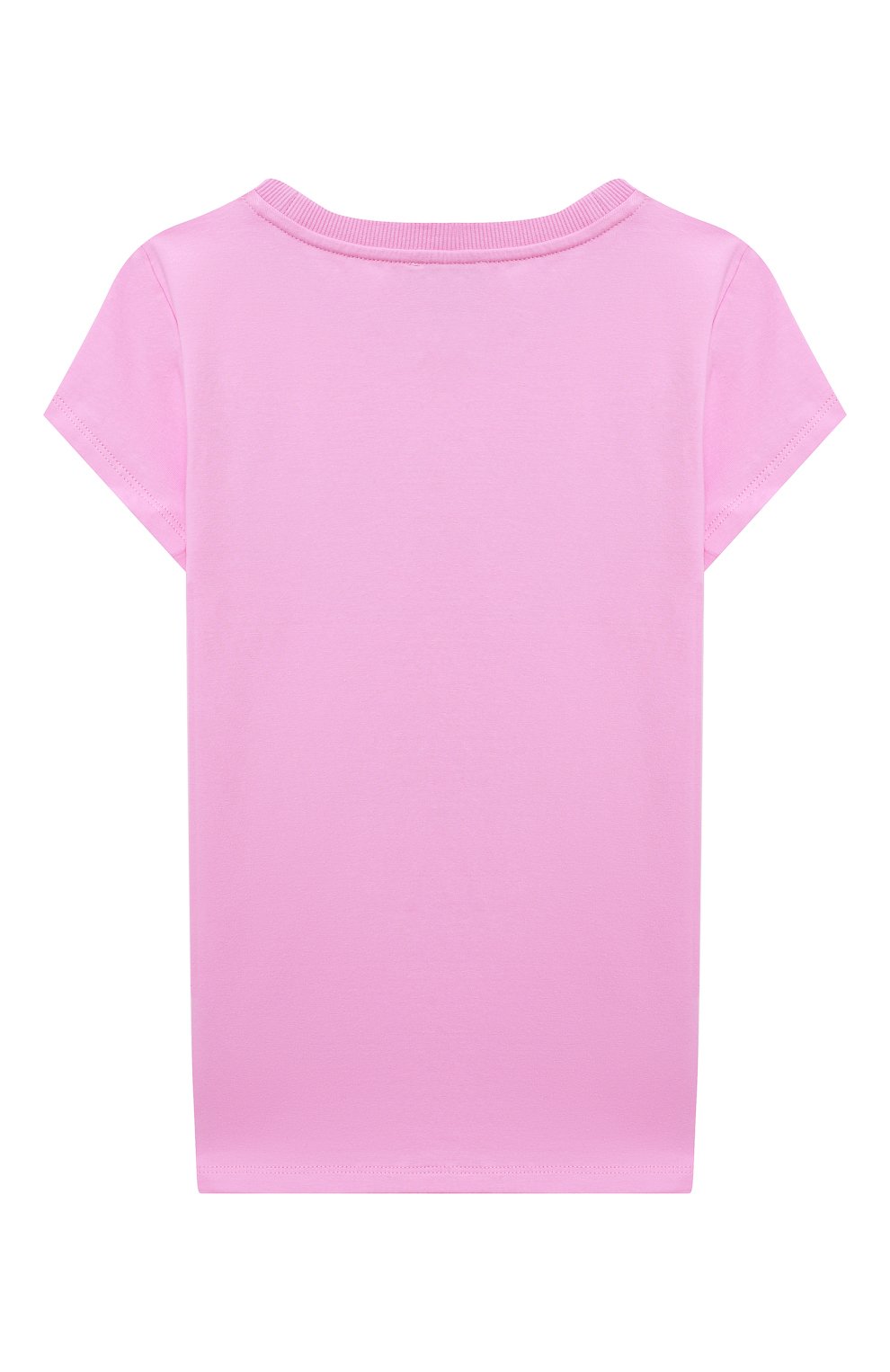 Детская хлопковая футболка MOSCHINO розового цвета, арт. HGM042/LBA10/4A-8A | Фото 2 (Рукава: Короткие; Материал внешний: Хлопок)