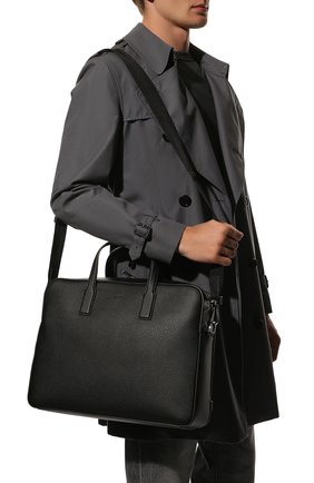 Мужская кожаная сумка для ноутбука BOSS черного цвета, арт. 50481309 | Фото 2 (Материал: Натуральная кожа; Ремень/цепочка: На ремешке; Размер: large)