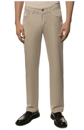 Мужские хлопковые брюки ZILLI кремвого цвета, арт. M0X-D0120-C0TE1/R001 | Фото 3 (Длина (брюки, джинсы): Стандартные; Случай: Повседневный; Материал внешний: Хлопок; Стили: Кэжуэл)
