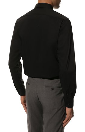 Мужская хлопковая сорочка BROUBACK черного цвета, арт. S-NISIDA-538/AGASTA | Фото 5 (Манжеты: На пуговицах; Рукава: Длинные; Воротник: Акула; Длина (для топов): Стандартные; Рубашки М: Slim Fit; Материал внешний: Хлопок; Стили: Классический; Случай: Формальный)