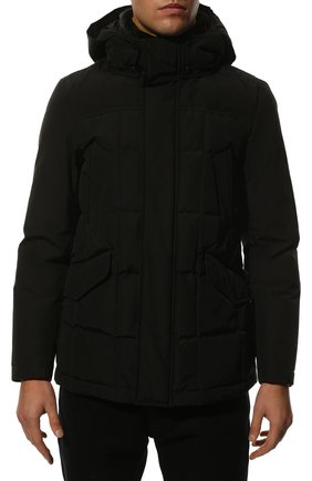 Мужская пуховая куртка WOOLRICH черного цвета, арт. CFW00U0621MR/UT0001 | Фото 3 (Кросс-КТ: Куртка; Рукава: Длинные; Материал внешний: Синтетический материал, Хлопок; Мужское Кросс-КТ: утепленные куртки; Материал подклада: Синтетический материал; Длина (верхняя одежда): Короткие; Материал утеплителя: Пух и перо; Стили: Кэжуэл)