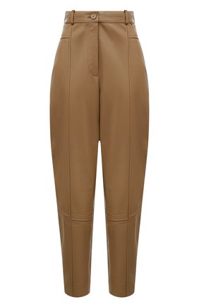 Женские кожаные брюки BOSS бежевого цвета, арт. 50476100 | Фото 1 (Длина (брюки, джинсы): Стандартные; Материал внешний: Натуральная кожа)