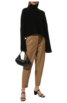Женские кожаные брюки BOSS бежевого цвета, арт. 50476100 | Фото 2 (Длина (брюки, джинсы): Стандартные; Материал внешний: Натуральная кожа)