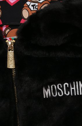 Детская текстильная куртка MOSCHINO черного цвета, арт. HDS03S/LIA02/4A-8A | Фото 3 (Рукава: Длинные; Материал внешний: Синтетический материал; Кросс-КТ: Сезон: демисезон; Материал подклада: Хлопок)