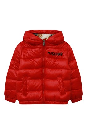 Детская утепленная куртка MOSCHINO красного цвета, арт. HUS03E/L3A32/4A-8A | Фото 1 (Рукава: Длинные; Материал внешний: Синтетический материал; Материал подклада: Синтетический материал; Кросс-КТ: Демисезон)