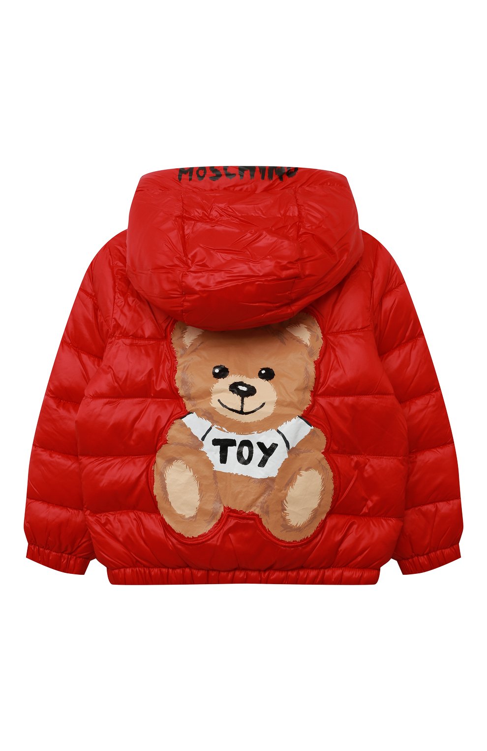 Детская утепленная куртка MOSCHINO красного цвета, арт. HUS03E/L3A32/4A-8A | Фото 2 (Рукава: Длинные; Материал внешний: Синтетический материал; Материал подклада: Синтетический материал; Кросс-КТ: Демисезон)