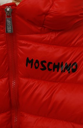 Детская утепленная куртка MOSCHINO красного цвета, арт. HUS03E/L3A32/4A-8A | Фото 3 (Рукава: Длинные; Материал внешний: Синтетический материал; Материал подклада: Синтетический материал; Кросс-КТ: Демисезон)