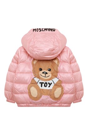 Детская утепленная куртка MOSCHINO светло-розового цвета, арт. HUS03E/L3A32/4A-8A | Фото 2 (Рукава: Длинные; Материал внешний: Синтетический материал; Материал подклада: Синтетический материал; Кросс-КТ: Демисезон)