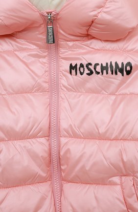 Детская утепленная куртка MOSCHINO светло-розового цвета, арт. HUS03E/L3A32/4A-8A | Фото 3 (Рукава: Длинные; Материал внешний: Синтетический материал; Материал подклада: Синтетический материал; Кросс-КТ: Демисезон)