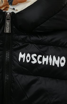 Детская утепленная куртка MOSCHINO черного цвета, арт. HUS03E/L3A32/4A-8A | Фото 3 (Рукава: Длинные; Материал внешний: Синтетический материал; Материал подклада: Синтетический материал; Кросс-КТ: Сезон: демисезон)