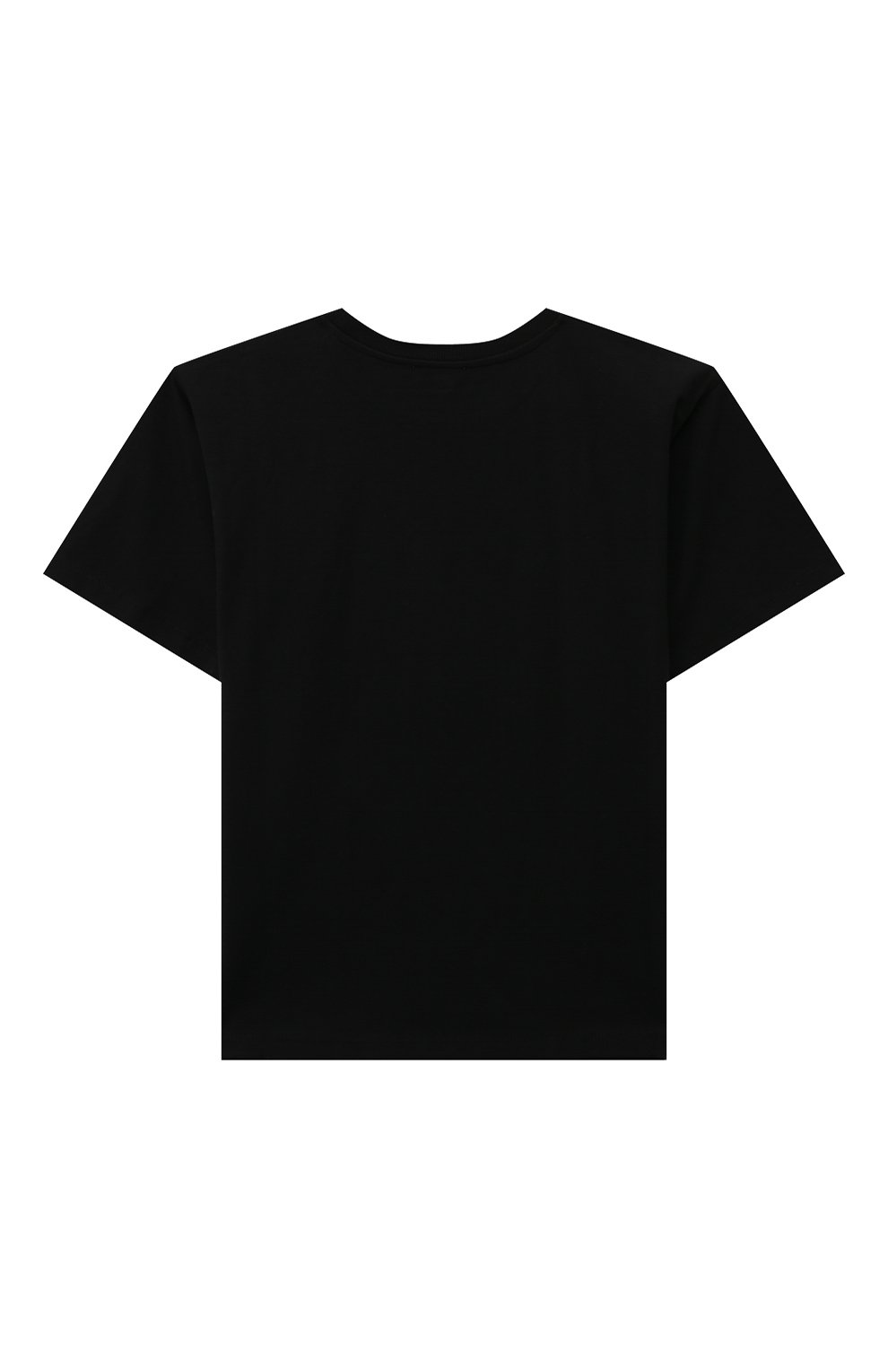 Детская хлопковая футболка MOSCHINO черного цвета, арт. HUM03S/LBA12/4A-8A | Фото 2 (Девочки Кросс-КТ: футболка-одежда; Рукава: Короткие; Материал внешний: Хлопок)