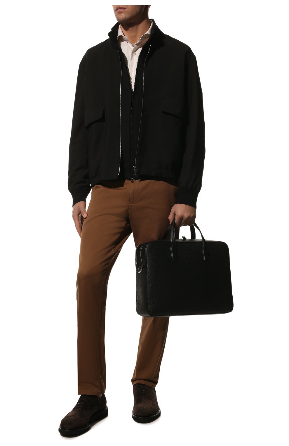 Мужская кожаная сумка для ноутбука BOSS черного цвета, арт. 50481309 | Фото 7 (Материал: Натуральная кожа; Ремень/цепочка: На ремешке; Размер: large)