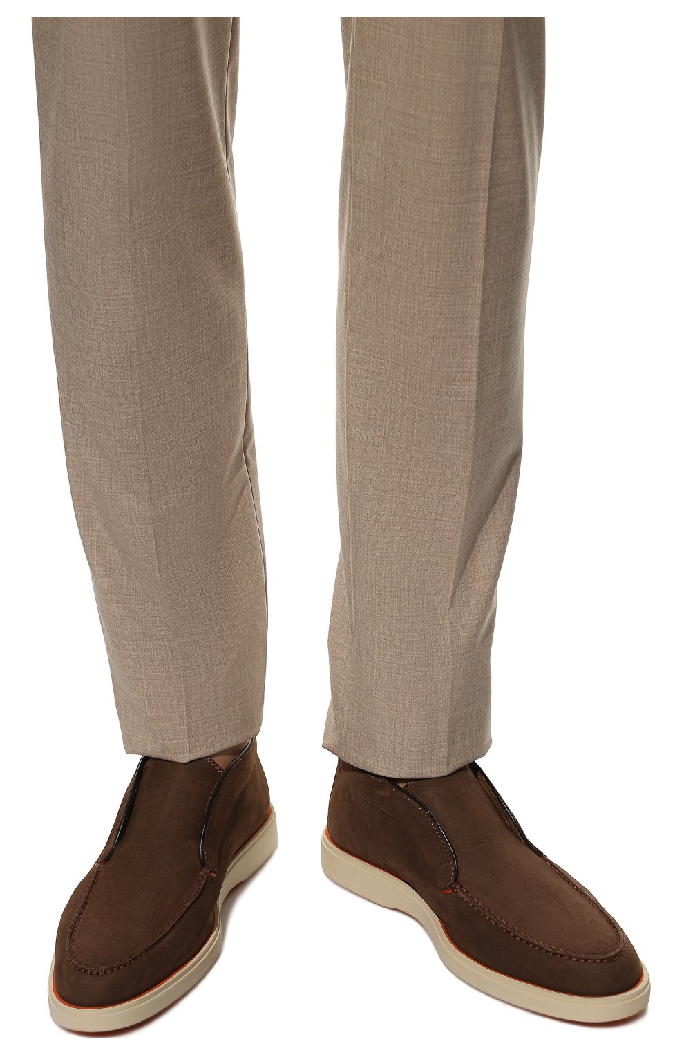 Мужские ботинки из нубука SANTONI коричневого цвета, арт. MGDG17823PARBGBLT50 | Фото 3 (Материал внешний: Кожа; Мужское Кросс-КТ: Ботинки-обувь; Материал внутренний: Натуральная кожа; Материал утеплителя: Без утеплителя)