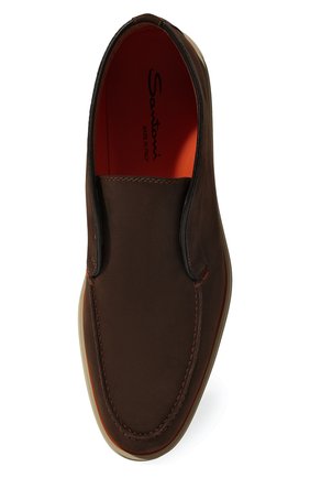 Мужские ботинки из нубука SANTONI коричневого цвета, арт. MGDG17823PARBGBLT50 | Фото 6 (Материал внешний: Кожа; Мужское Кросс-КТ: Ботинки-обувь; Материал внутренний: Натуральная кожа; Материал утеплителя: Без утеплителя)