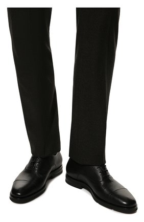Мужские кожаные оксфорды SANTONI черного цвета, арт. MCNG17756PI2BSDSN01 | Фото 3 (Материал внешний: Кожа; Материал внутренний: Натуральная кожа; Стили: Классический)
