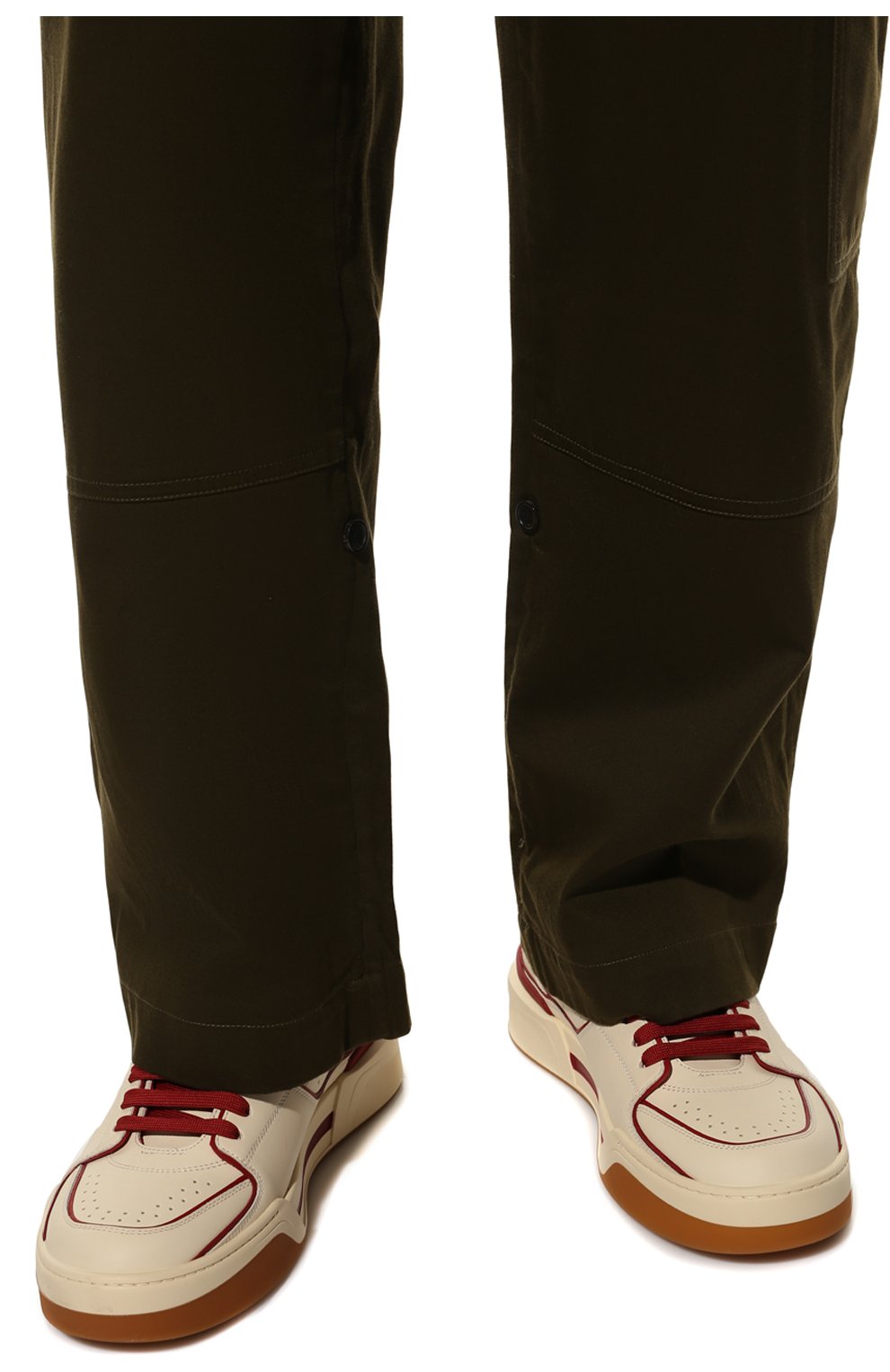 Мужские кожаные кеды new roma DOLCE & GABBANA красного цвета, арт. CS2037/AY953 | Фото 3 (Материал внешний: Кожа; Материал внутренний: Натуральная кожа; Стили: Классический; Материал утеплителя: Без утеплителя)