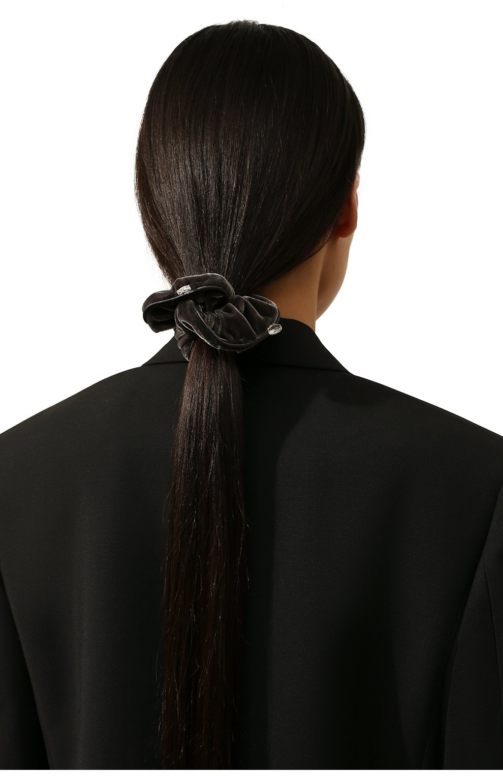 Женская резинка для волос ALEXANDRE DE PARIS темно-серого цвета, арт. TCH-20244-PM G | Фото 2 (Материал: Текстиль)