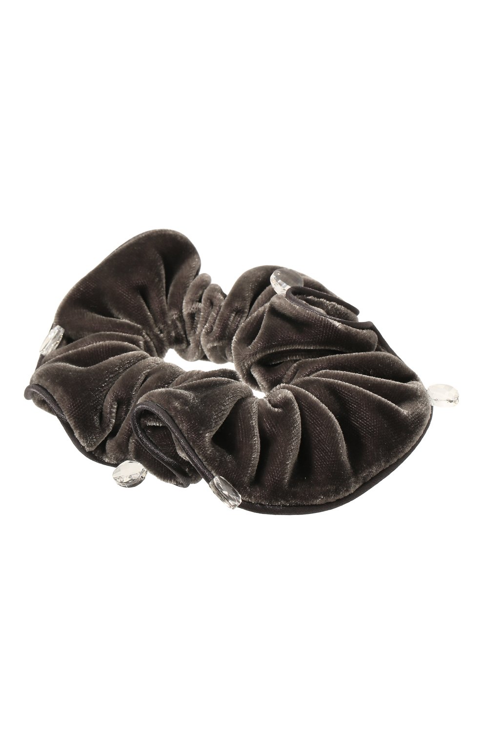 Женская резинка для волос ALEXANDRE DE PARIS темно-серого цвета, арт. TCH-20244-PM G | Фото 4 (Материал: Текстиль)