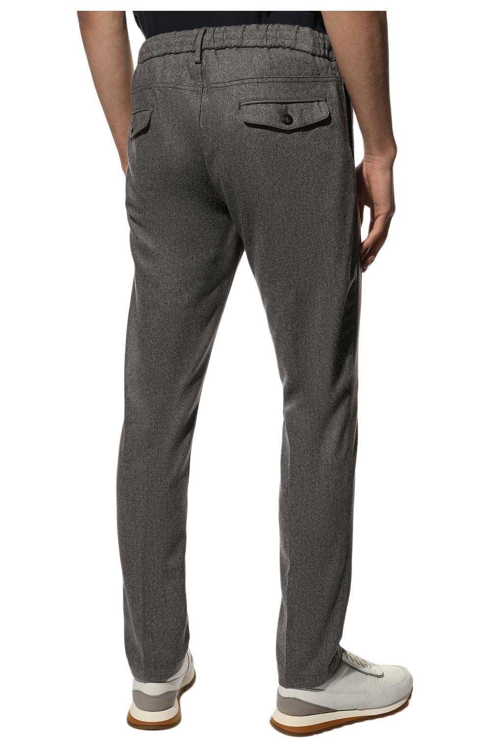 Мужские брюки из шерсти и кашемира ELEVENTY PLATINUM серого цвета, арт. F75PANB21 TES0D037 | Фото 4 (Материал внешний: Шерсть; Длина (брюки, джинсы): Стандартные; Случай: Повседневный; Стили: Кэжуэл)