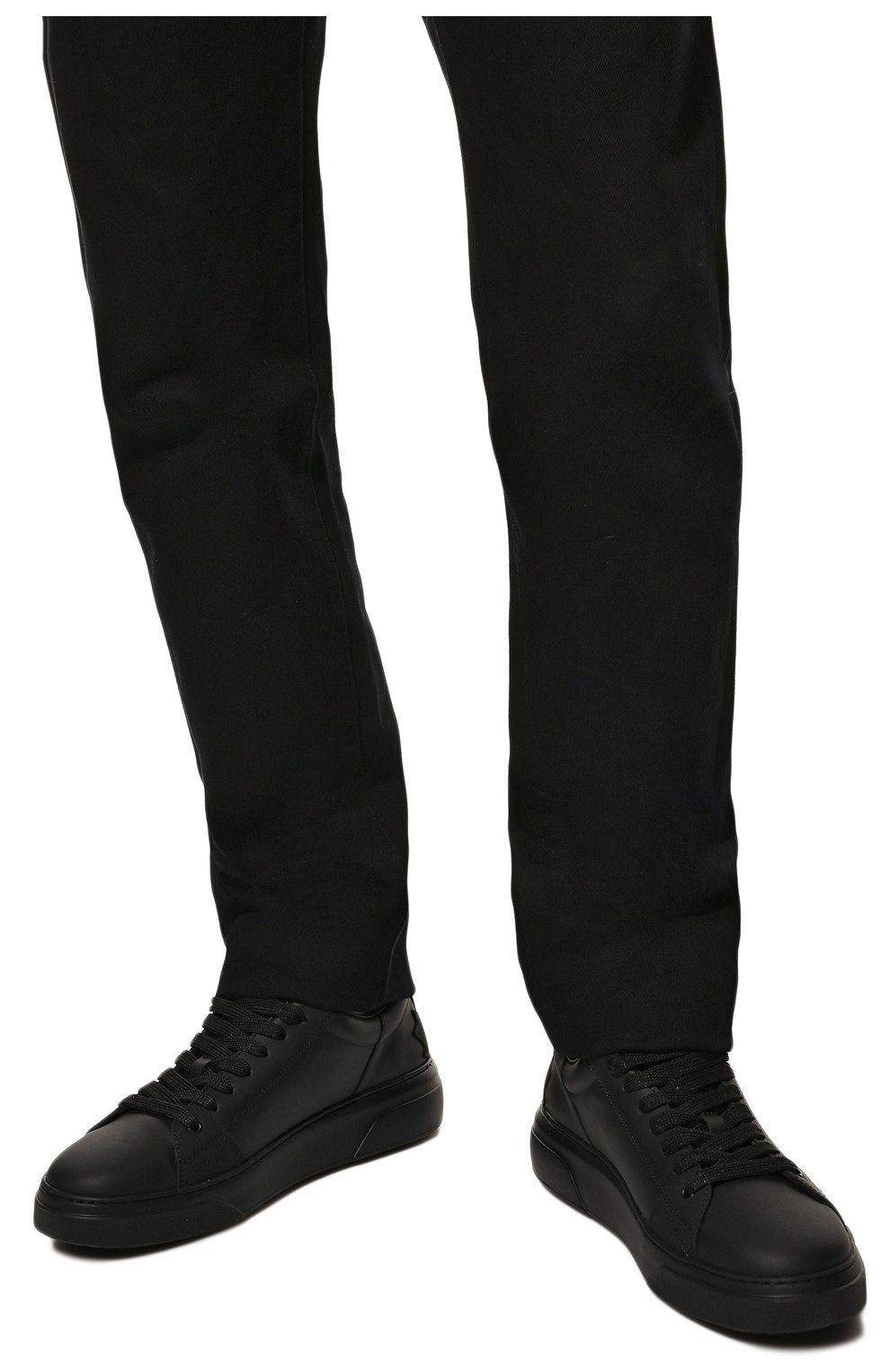 Мужские кожаные кеды bumper DSQUARED2 черного цвета, арт. SNM0173 06500413 | Фото 3 (Материал внешний: Кожа; Материал внутренний: Натуральная кожа; Стили: Классический; Материал утеплителя: Без утеплителя)