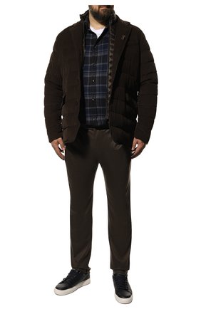 Мужская пуховая куртка nomos-vt MOORER коричневого цвета, арт. N0M0S-VT/M0UGI100246-TEPA244 | Фото 2 (Кросс-КТ: Куртка; Big sizes: Big Sizes; Рукава: Длинные; Длина (верхняя одежда): До середины бедра; Материал внешний: Хлопок; Мужское Кросс-КТ: Куртка-верхняя одежда; Материал подклада: Синтетический материал; Материал утеплителя: Пух и перо; Стили: Кэжуэл)