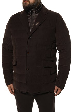 Мужская пуховая куртка nomos-vt MOORER коричневого цвета, арт. N0M0S-VT/M0UGI100246-TEPA244 | Фото 3 (Кросс-КТ: Куртка; Big sizes: Big Sizes; Рукава: Длинные; Длина (верхняя одежда): До середины бедра; Материал внешний: Хлопок; Мужское Кросс-КТ: Куртка-верхняя одежда; Материал подклада: Синтетический материал; Материал утеплителя: Пух и перо; Стили: Кэжуэл)