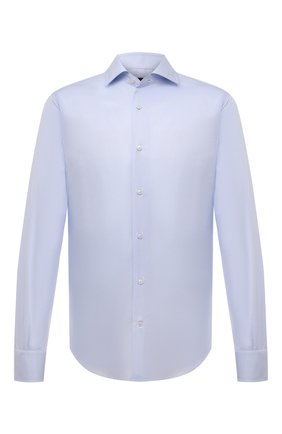 Мужская хлопковая сорочка BROUBACK голубого цвета, арт. ASC-NISIDA-570/T0PAZI0 D0BBY 398 | Фото 1 (Материал внешний: Хлопок; Рукава: Длинные; Длина (для топов): Стандартные)