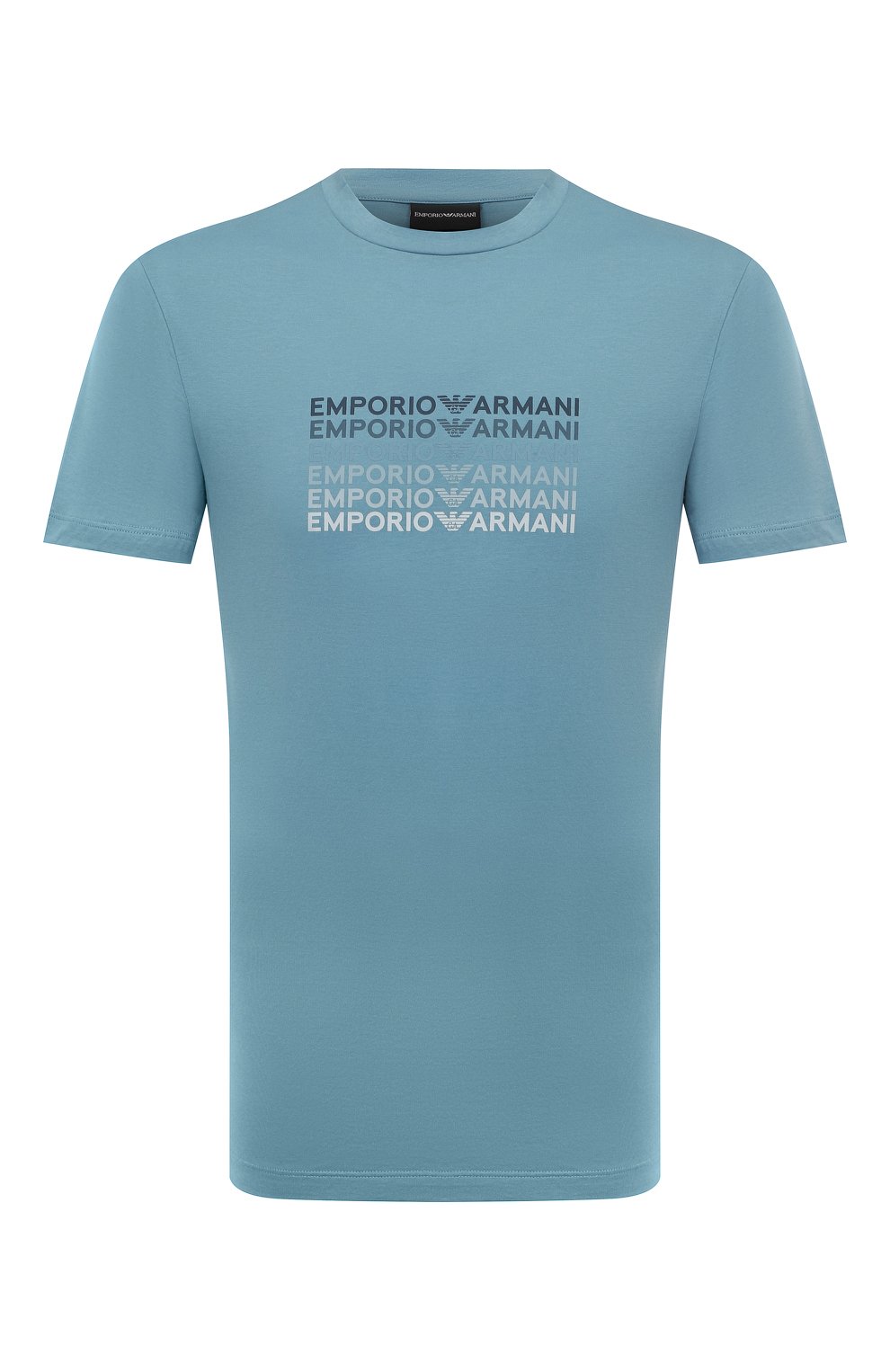 Мужская хлопковая футболка EMPORIO ARMANI голубого цвета, арт. 6L1TCX/1JPZZ | Фото 1 (Рукава: Короткие; Длина (для топов): Стандартные; Принт: С принтом; Материал внешний: Хлопок; Стили: Кэжуэл)