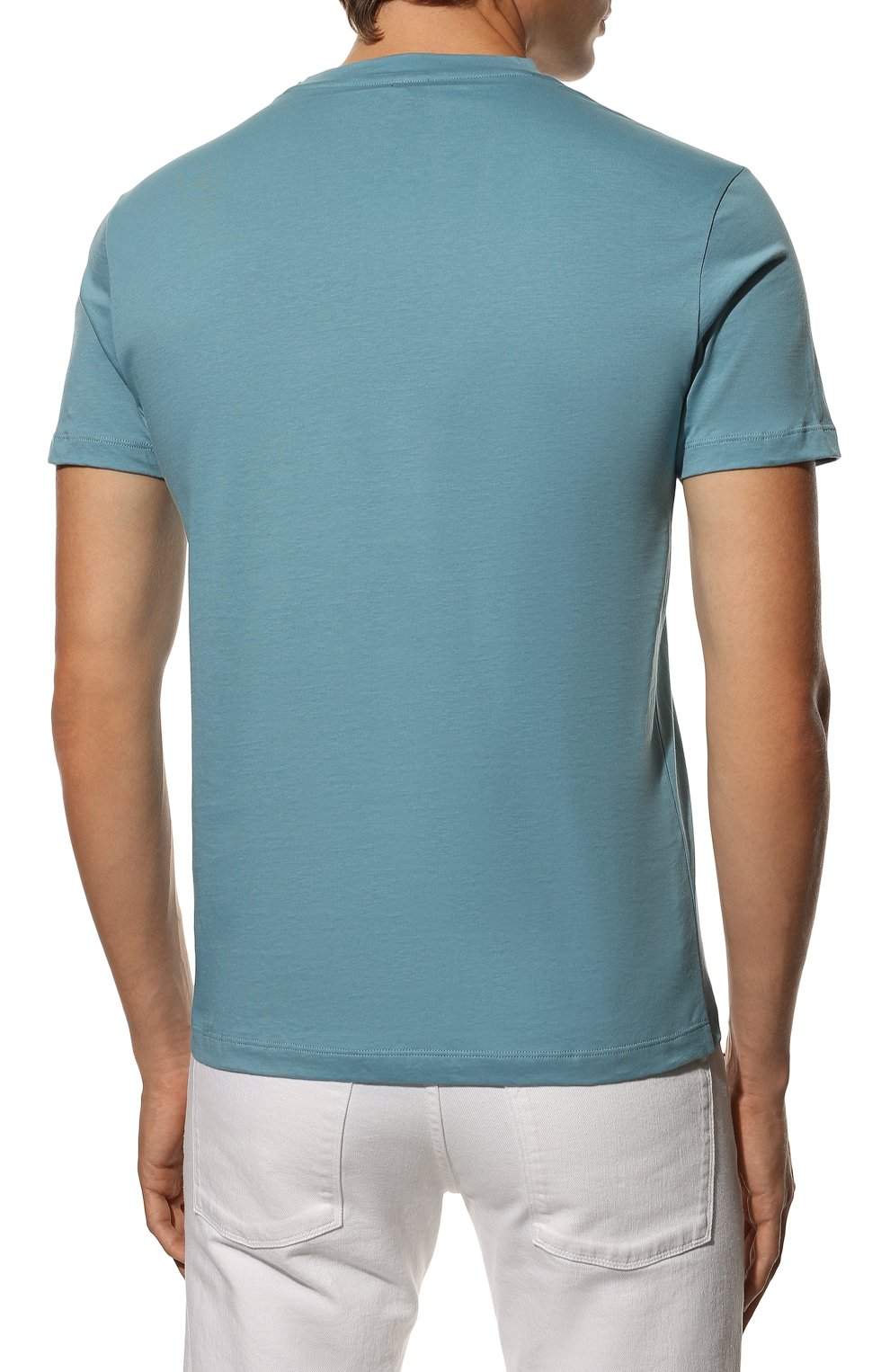 Мужская хлопковая футболка EMPORIO ARMANI голубого цвета, арт. 6L1TCX/1JPZZ | Фото 4 (Рукава: Короткие; Длина (для топов): Стандартные; Принт: С принтом; Материал внешний: Хлопок; Стили: Кэжуэл)