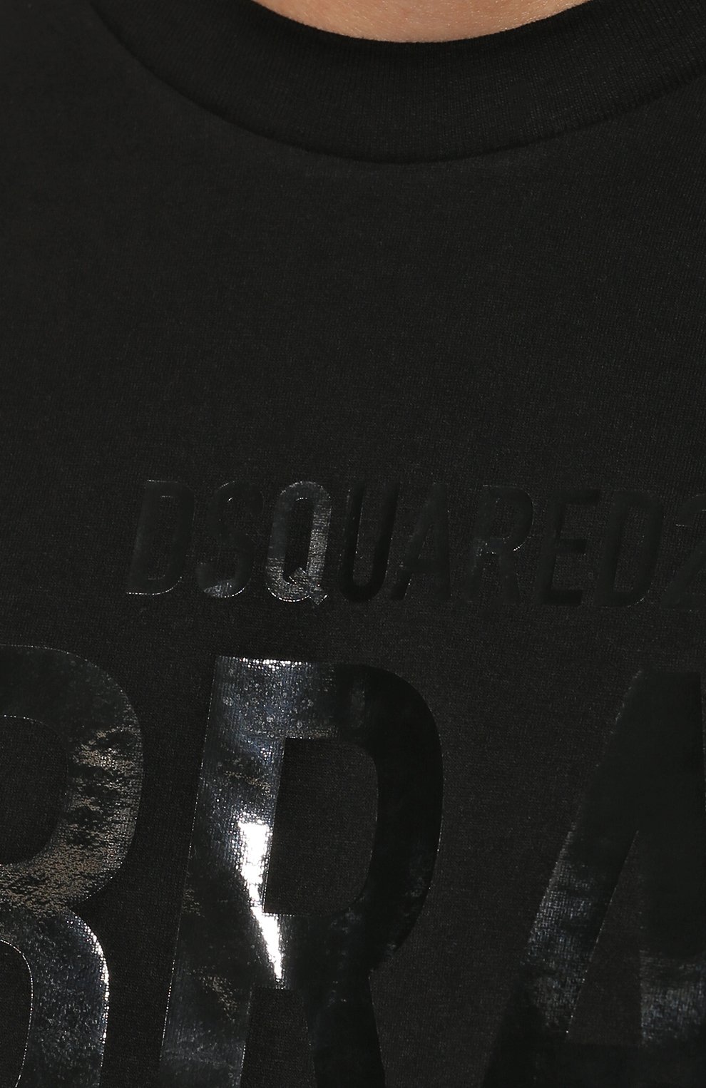 Мужская хлопковая футболка ibra DSQUARED2 черного цвета, арт. S78GD0067/S23009 | Фото 5 (Рукава: Короткие; Длина (для топов): Стандартные; Стили: Гранж; Принт: С принтом; Материал внешний: Хлопок)