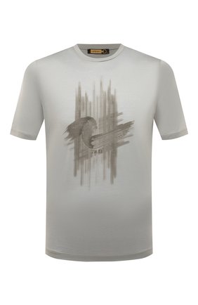 Мужская хлопковая футболка ZILLI серого цвета, арт. MEX-NT310-ZBRU1/MC01 | Фото 1 (Рукава: Короткие; Длина (для топов): Стандартные; Принт: С принтом; Материал внешний: Хлопок; Стили: Кэжуэл)