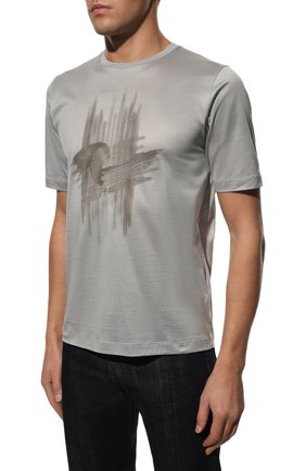 Мужская хлопковая футболка ZILLI серого цвета, арт. MEX-NT310-ZBRU1/MC01 | Фото 3 (Рукава: Короткие; Длина (для топов): Стандартные; Принт: С принтом; Материал внешний: Хлопок; Стили: Кэжуэл)