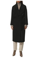 Женское шерстяное пальто VICTORIA ANDREYANOVA черного цвета, арт. A-FW22-9327-2 | Фото 3 (Материал внешний: Шерсть; Рукава: Длинные; Длина (верхняя одежда): Длинные; 1-2-бортные: Однобортные; Материал подклада: Вискоза; Стили: Кэжуэл)