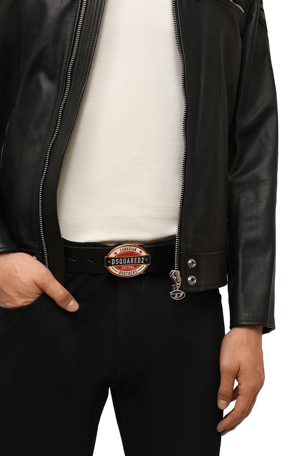 Мужской кожаный ремень DSQUARED2 черного цвета по цене 22500 руб., арт. BEM0480 12900001 | Фото 2 Мужской кожаный ремень DSQUARED2 черного цвета, арт. BEM0480 12900001 | Фото 2 (Случай: Повседневный; Материал: Натуральная кожа)