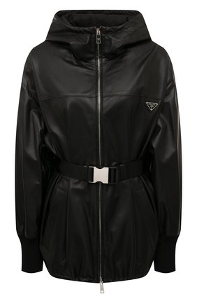 Женская кожаная куртка PRADA черного цвета, арт. 58A095-1WDV-F0002 | Фото 1