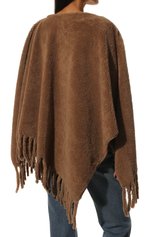 Женская шерстяное пончо PRADA коричневого цвета, арт. 2FS040-2FK7-F045Y | Фото 4 (Материал внешний: Шерсть, Син�тетический материал; Длина (верхняя одежда): До середины бедра; Стили: Кэжуэл)