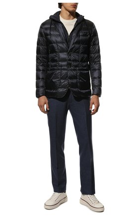 Мужская пуховая куртка HERNO темно-синего цвета, арт. PI00079UR/12020 | Фото 2 (Кросс-КТ: Куртка; Рукава: Длинные; Материал внешний: Синтетический материал; Мужское Кросс-КТ: Куртка-верхняя одежда; Материал подклада: Синтетический материал; Длина (верхняя одежда): Короткие; Материал утеплителя: Пух и перо; Стили: Кэжуэл)