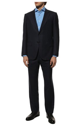 Мужская хлопковая сорочка KITON бирюзового цвета, арт. UCID/H462503 | Фото 2 (Длина (для топов): Стандартные; Рукава: Длинные; Материал внешний: Хлопок)