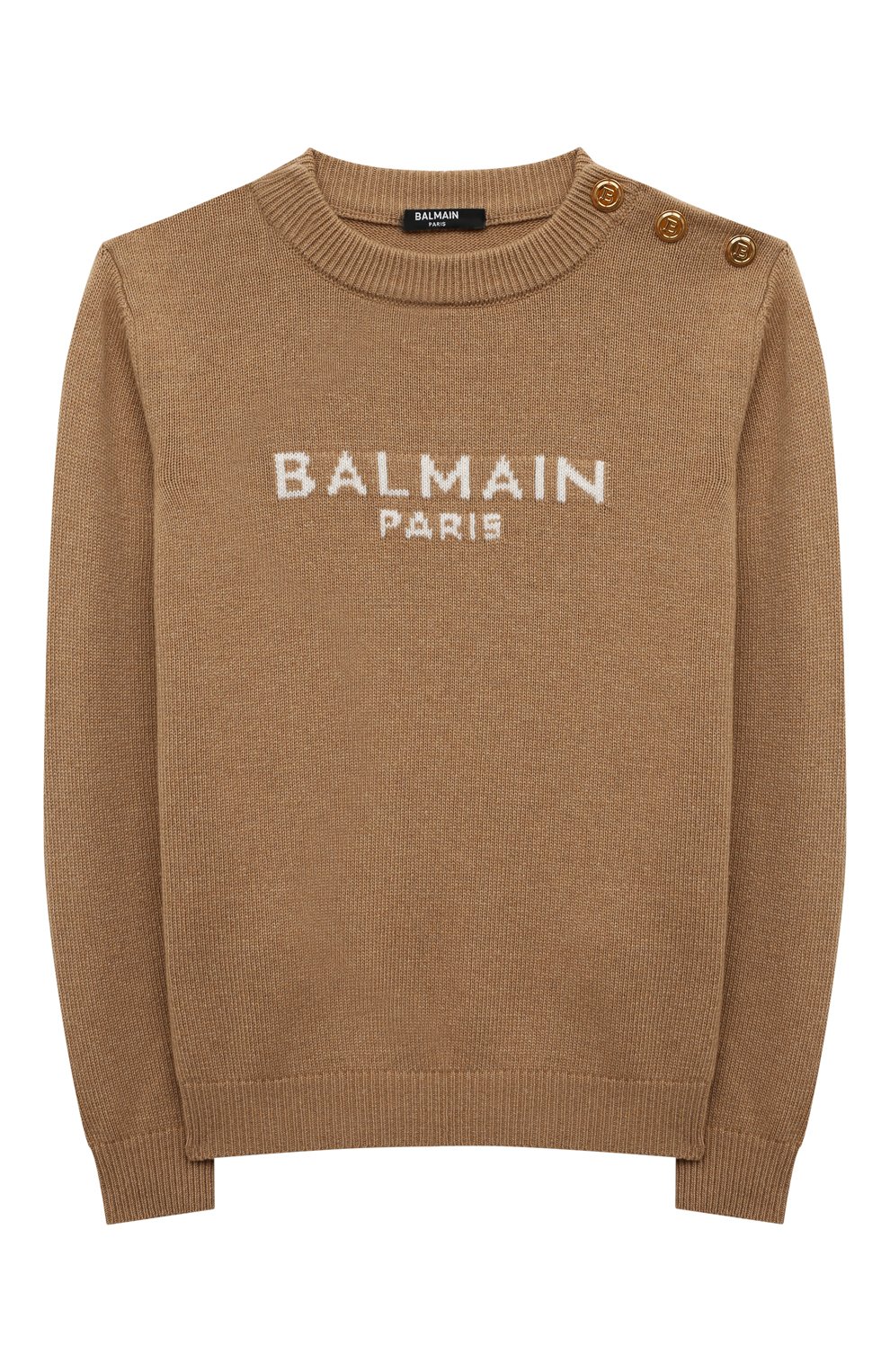 Детский шерстяной пуловер BALMAIN  цвета, арт. 6R9O20 | Фото 1 (Девочки Кросс-КТ: Пуловер-одежда; Материал внешний: Шерсть; Рукава: Длинные)