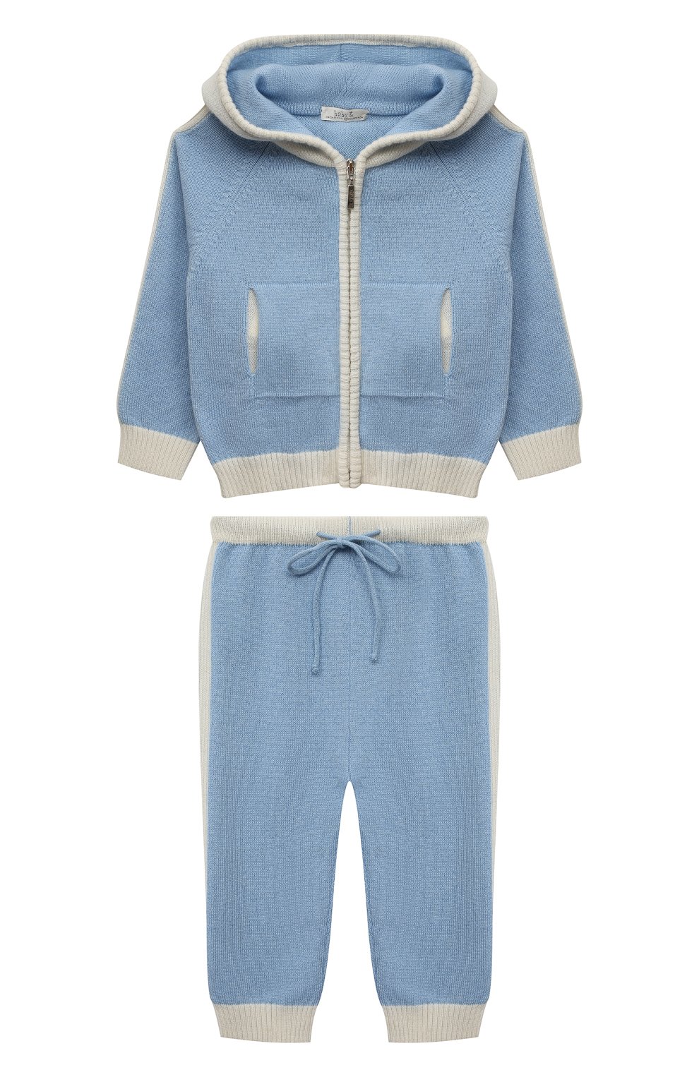 Детский комплект из кардигана с брюками BABY T голубого цвета, арт. 22AIC825TZ/1M-9M | Фото 1