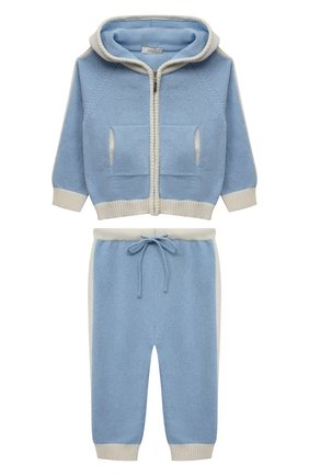 Детский комплект из кардигана с брюками BABY T голубого цвета по цене 15800 руб., арт. 22AIC825TZ/1M-9M | Фото 1 Детский комплект из кардигана с брюками BABY T голубого цвета, арт. 22AIC825TZ/1M-9M | Фото 1